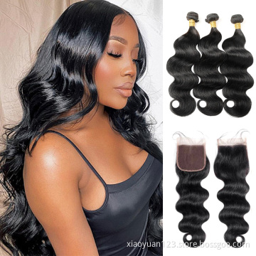 Bodywave Bundles Set Closure Brazilian Human Hair Bundles and Frontal Original Straight Hair Bundle With Closure Hair Extensions